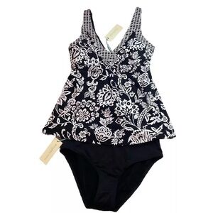 Sea Level Swim Tankini Top and Bottoms Bikini Black Size 6 NWT Gift